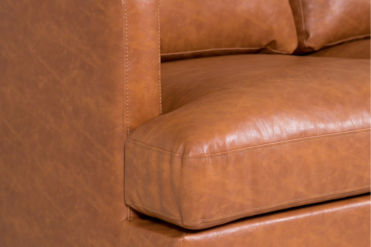 Jasper Rust Faux Leather Sofa Collection on Black Metal Legs