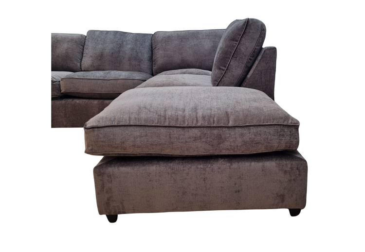 Ex-Display Dorset Fabric Corner Sofa w/ Footstool in Dark Grey