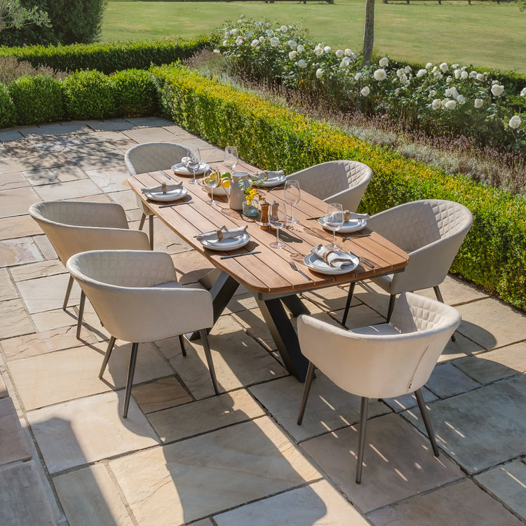 Jakarta Teak 6-8 Seat Oval Dining Table with Grey Aluminium Frame