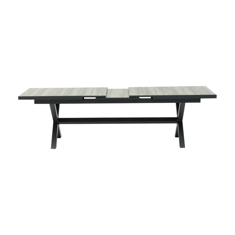 Vienna 6 - 10 Seat Extending Rectangular Dining Table with Charcoal Aluminium Frame