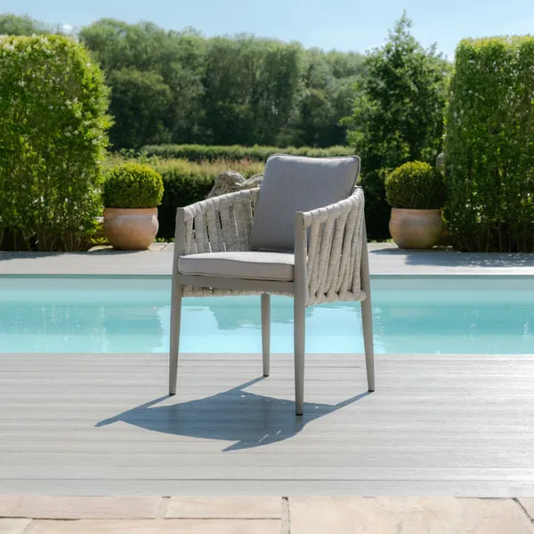 Milan Rope Weave Pair of Dining Chairs - Cool Linen