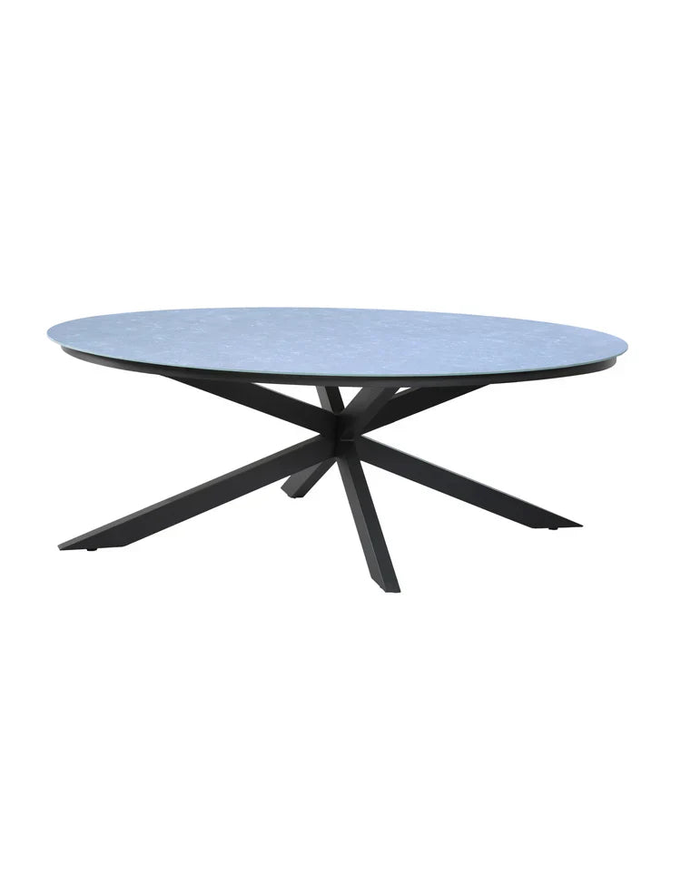 Royal Craft - Aspen 6 Seater Ellipse Ceramic Glass Dining Set with Aspen Rope Chairs