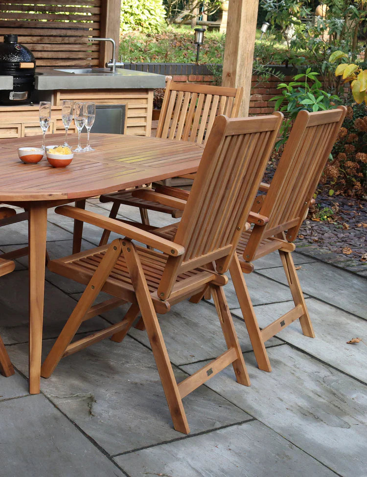 Royal Craft - Ellipse 6 Seater Dining Set with Manhattan Recliner Armchairs