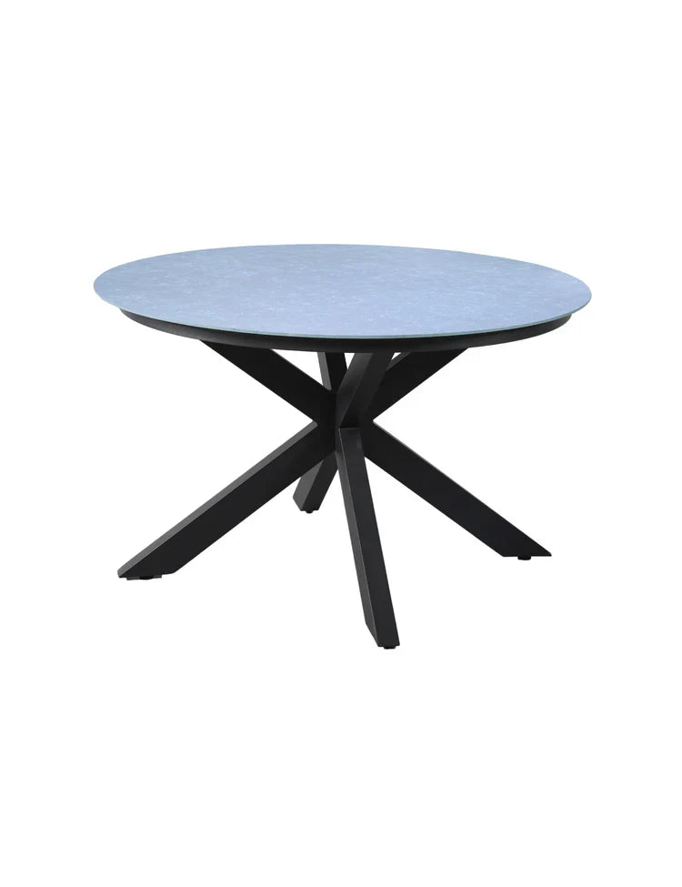 Royal Craft - Aspen 4 Seater Round Ceramic Glass Dining Set with Aspen Rope Chairs