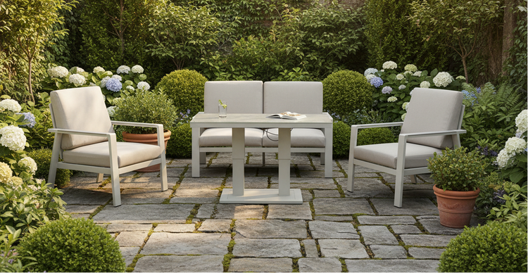 Neptune Aluminium 4 Seater Sofa Set with Lift and Rise Table | Nept0506