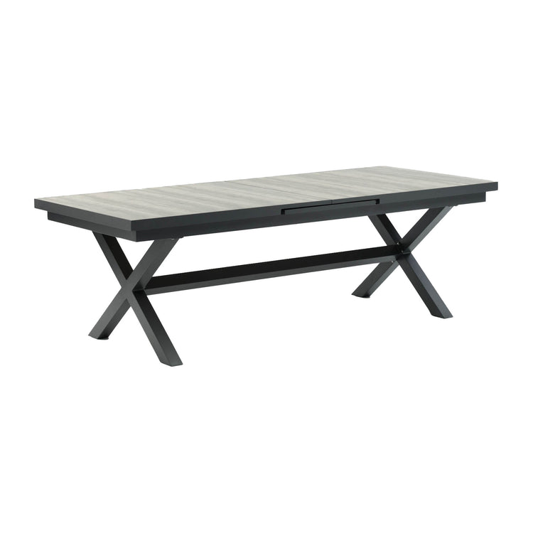 Vienna 6 - 10 Seat Extending Rectangular Dining Table with Charcoal Aluminium Frame