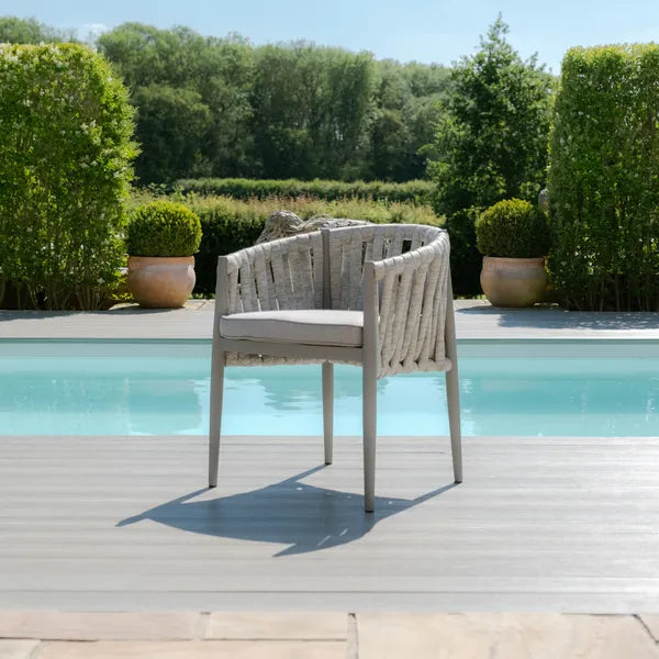 Milan Rope Weave Pair of Dining Chairs - Cool Linen