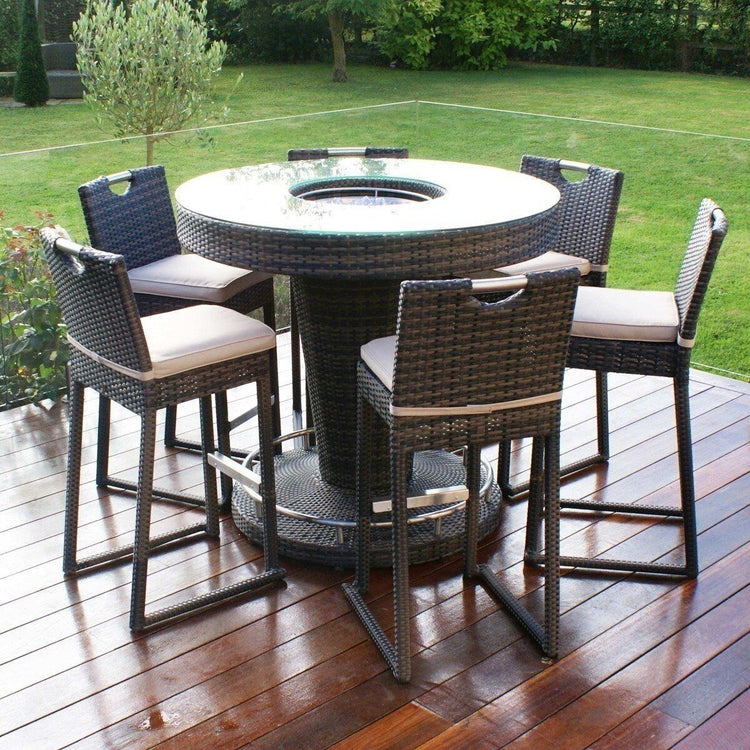 Homeflair - 6 Seat Round Rattan Bar Set with Ice Bucket