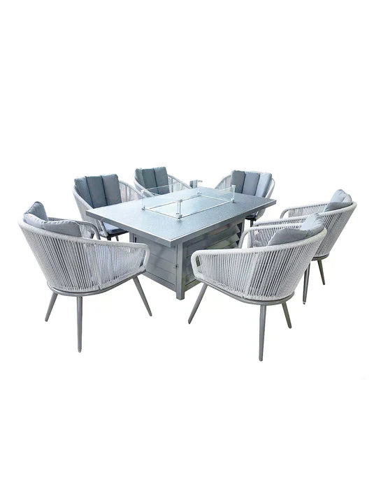 Royal Craft - Aspen 6 Seater 150x90cm Fire Pit Set with Aspen Chairs
