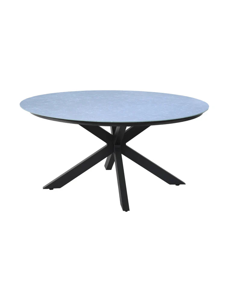 Royal Craft - Aspen 6 Seater Round Ceramic Glass Dining Set with Aspen Rope Chairs