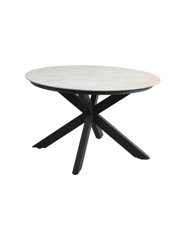 Royal Craft - Bali 4 Seater Round Ceramic Glass Dining Set with Bali Rope Chairs