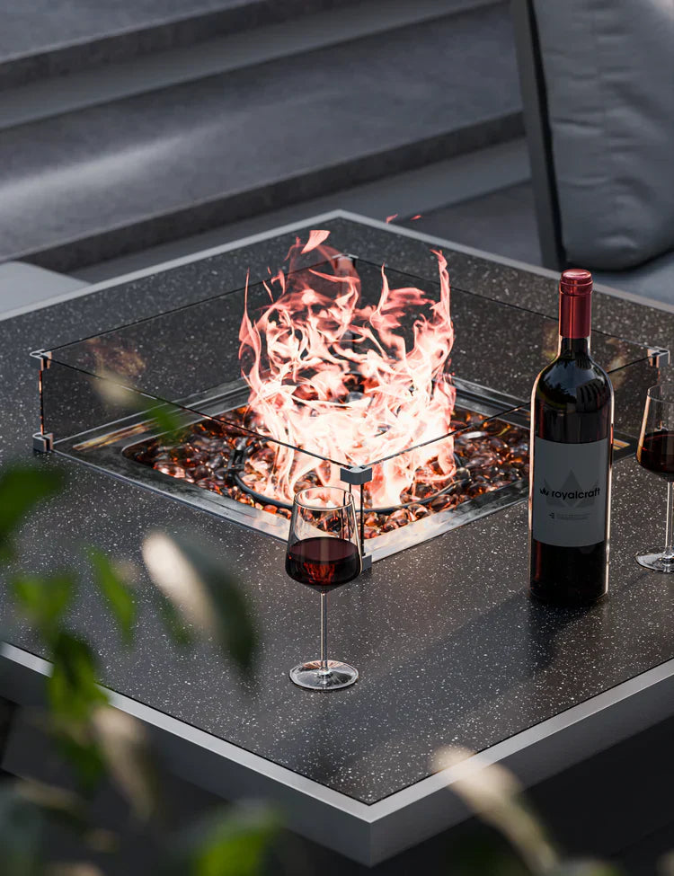 Royal Craft - Mayfair Corner Lounging Set with Fire Pit Table and 2 Benches