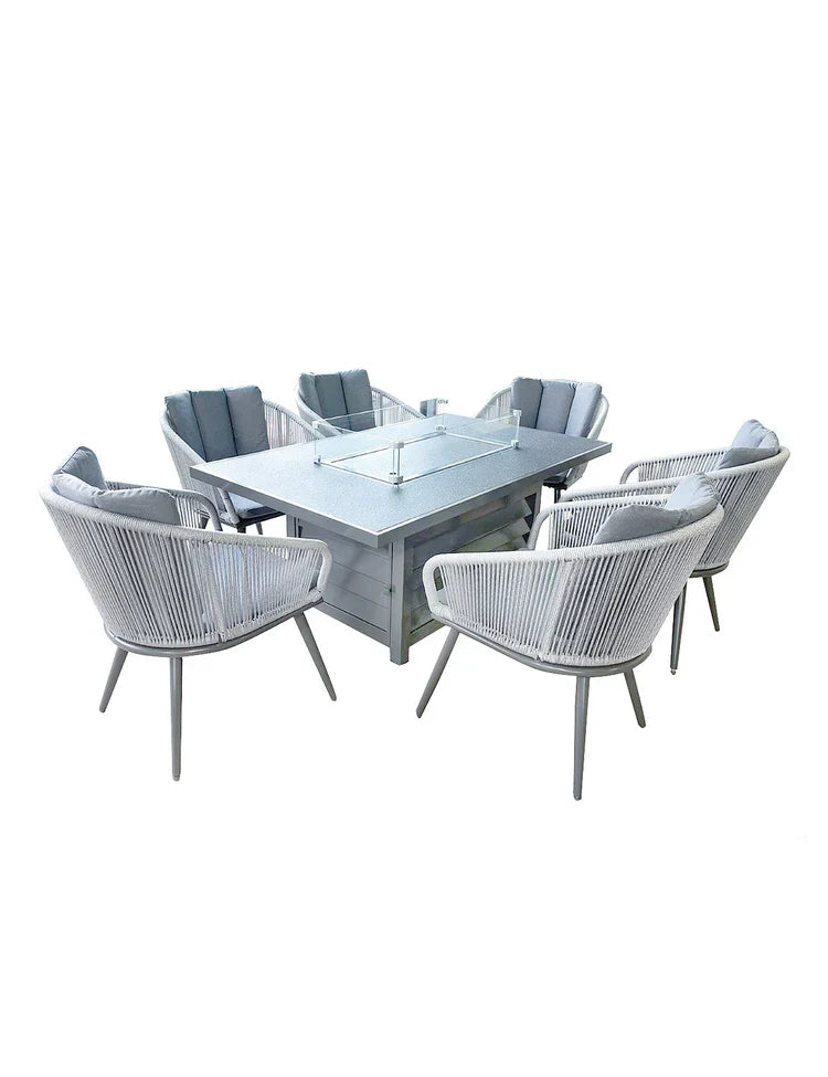 Royal Craft - Aspen 6 Seater 150x90cm Fire Pit Set with Aspen Chairs