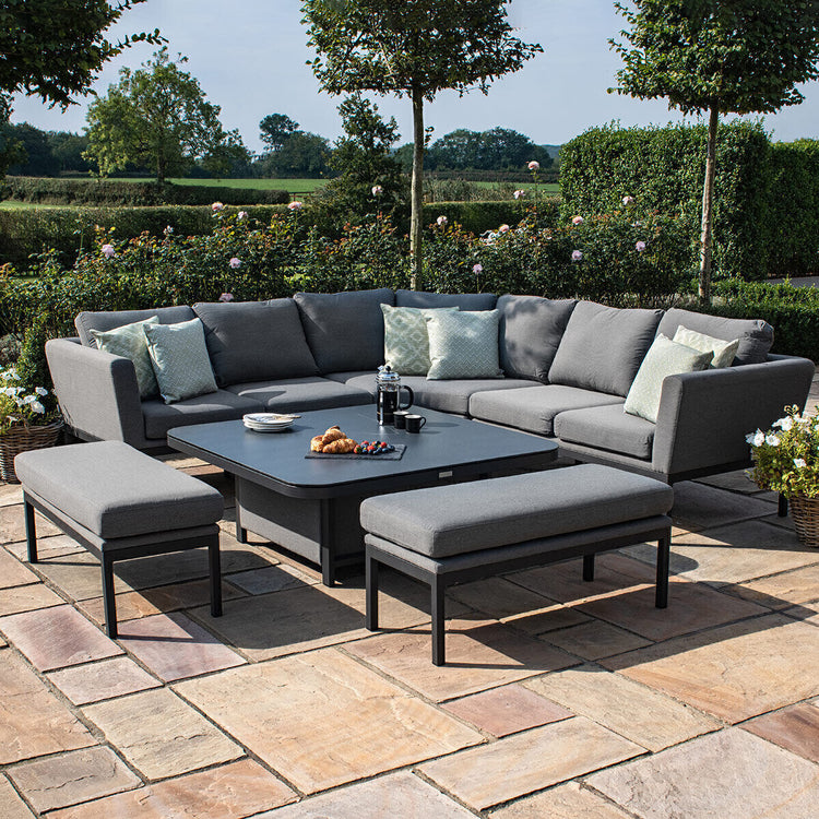 Maze Rattan - Outdoor Fabric Pulse Deluxe Square Corner Dining Set