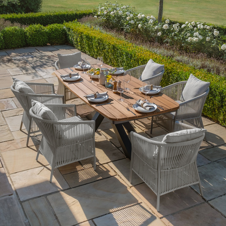 Jakarta Teak 6-8 Seat Oval Dining Table with Grey Aluminium Frame