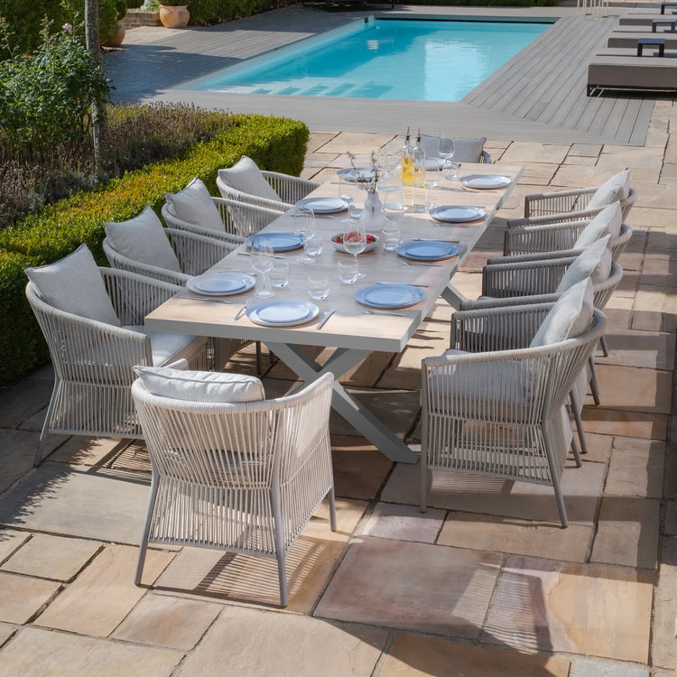 Vienna 6 - 10 Seat Extending Rectangular Dining Table with Dawn Grey Aluminium Frame