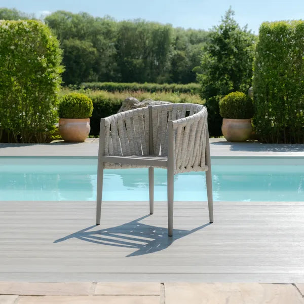 Milan Rope Weave Pair of Dining Chairs - Cool Linen