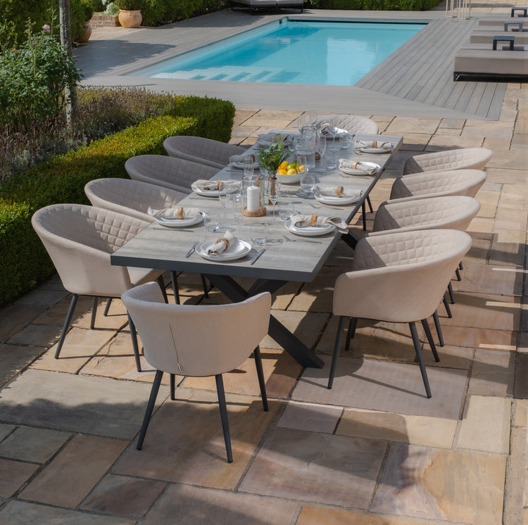 Vienna 6 - 10 Seat Extending Rectangular Dining Table with Charcoal Aluminium Frame