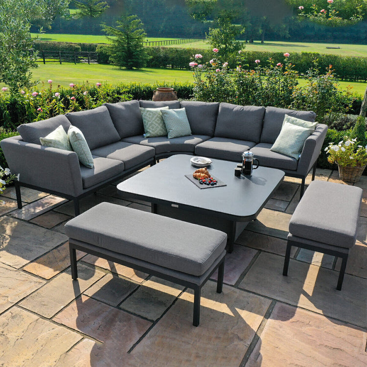 Maze Rattan - Outdoor Fabric Pulse Deluxe Square Corner Dining Set