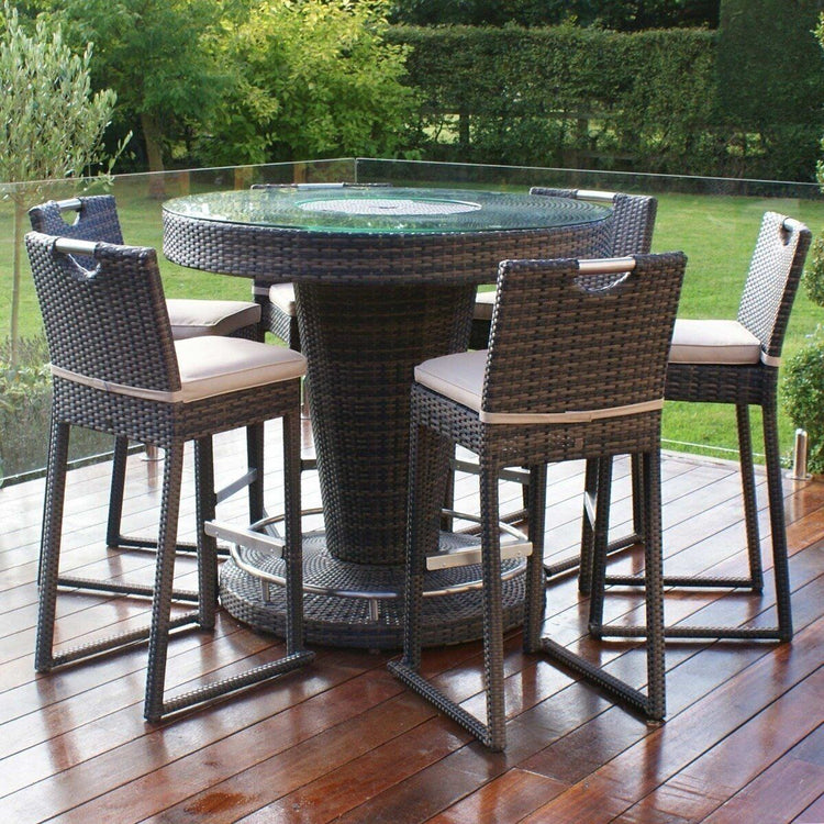 Homeflair - 6 Seat Round Rattan Bar Set with Ice Bucket