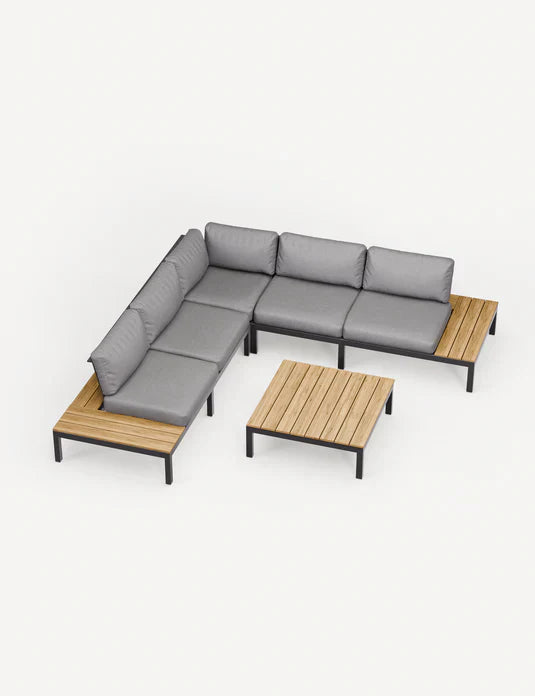 Royal Craft - Aspen Teak 5 Seater Modular Mini Corner Lounging Set with Coffee Table