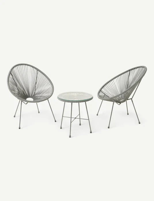 Royal Craft - Monaco 2 Seater Egg Chair Bistro Set - Grey