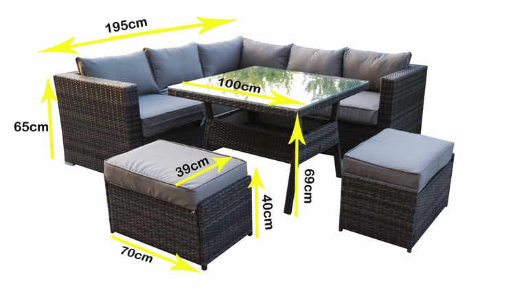 Signature Weave - Rattan Corner Sofa with Ice Bucket and Coffee Table in Grey | Georgia | Geor0311