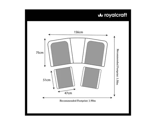 Royal Craft - Paris 2 Seater Fixed Companion Set