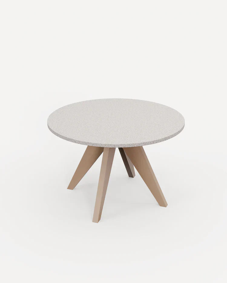 Royal Craft - Astral 4 Seater Round Terrazzo Concrete Dining Set with Sol Dining Chairs