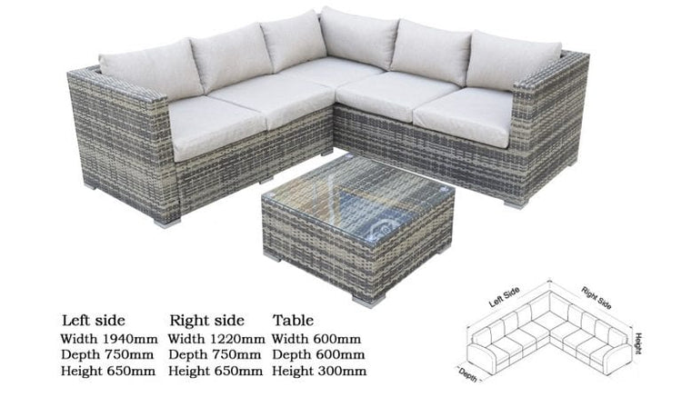 Signature Weave - Rattan Brown Compact Corner Sofa Set with Coffee Table | Georgia | Geor0055