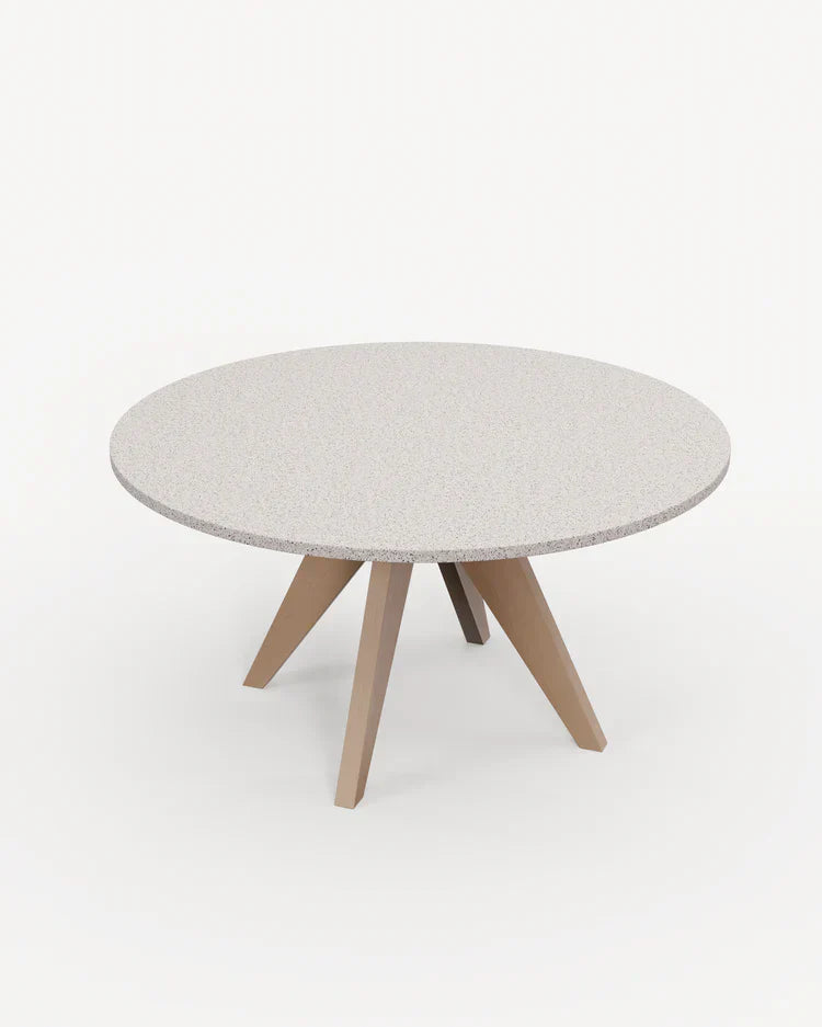 Royal Craft - Astral 6 Seater Round Concrete Terrazzo Dining Set with Sol Dining Chairs