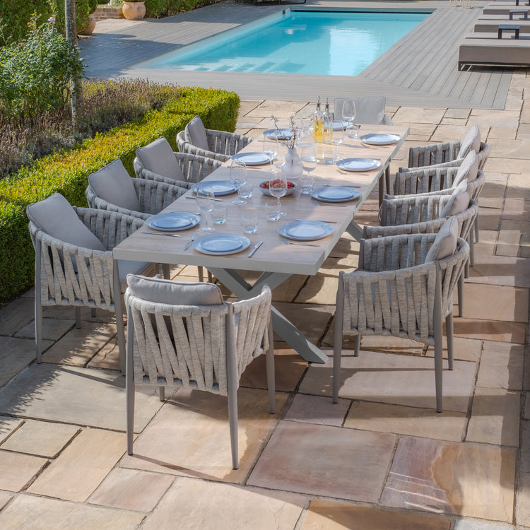 Vienna 6 - 10 Seat Extending Rectangular Dining Table with Dawn Grey Aluminium Frame