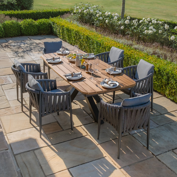 Jakarta Teak 6-8 Seat Oval Dining Table with Grey Aluminium Frame