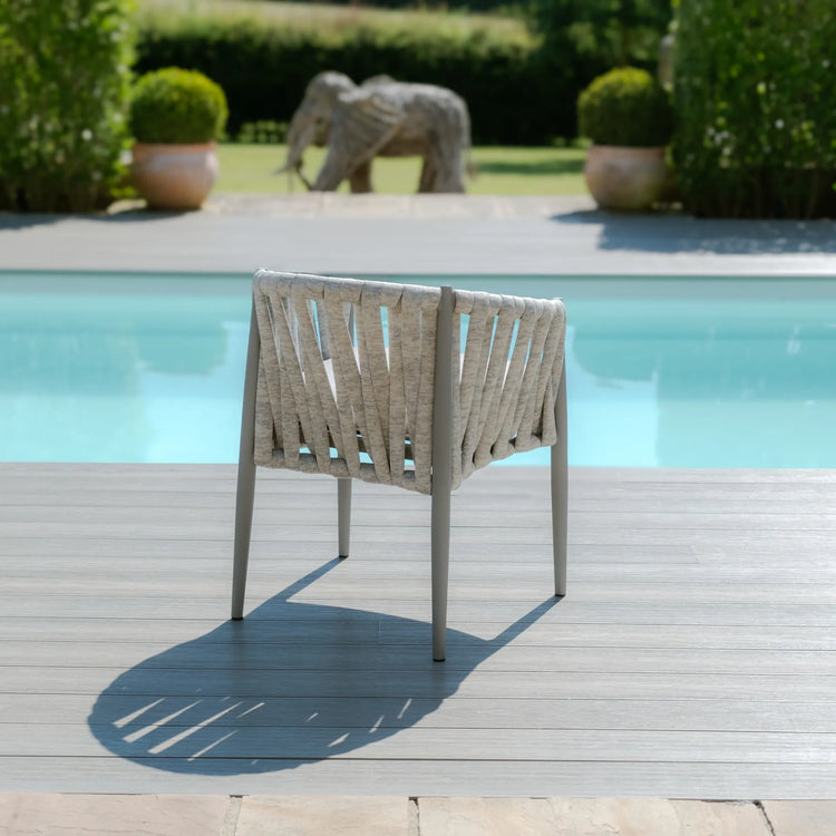 Milan Rope Weave Pair of Dining Chairs - Cool Linen
