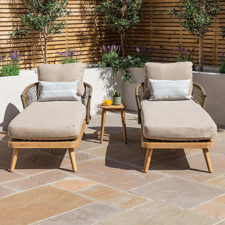 Homeflair - Bali Rope Weave Double Sunlounger Set