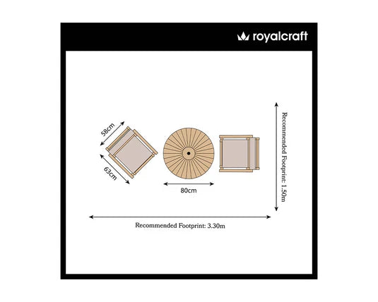 Royal Craft - Roma 80cm Round Sunray Bistro Set with Roma Rope Stacking Chairs