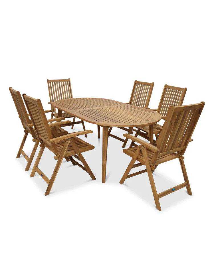 Royal Craft - Ellipse 6 Seater Dining Set with Manhattan Recliner Armchairs