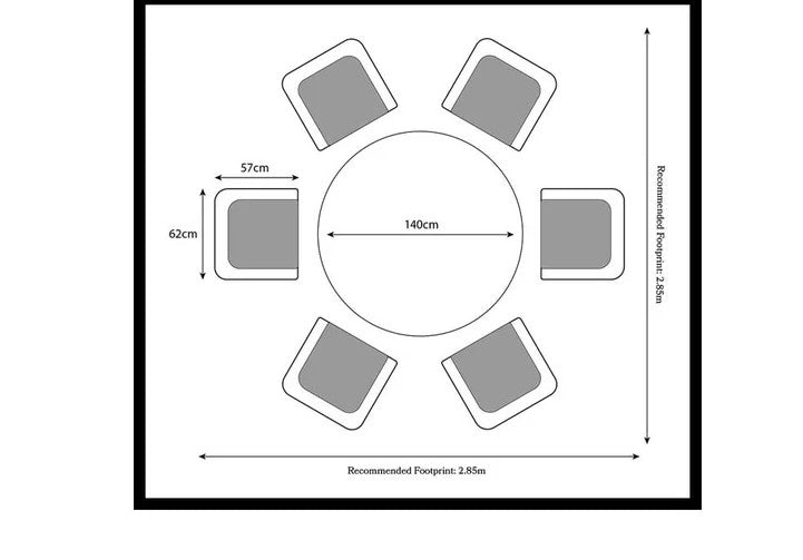 Royal Craft - Malaga 6 Seater Fixed Dining Set