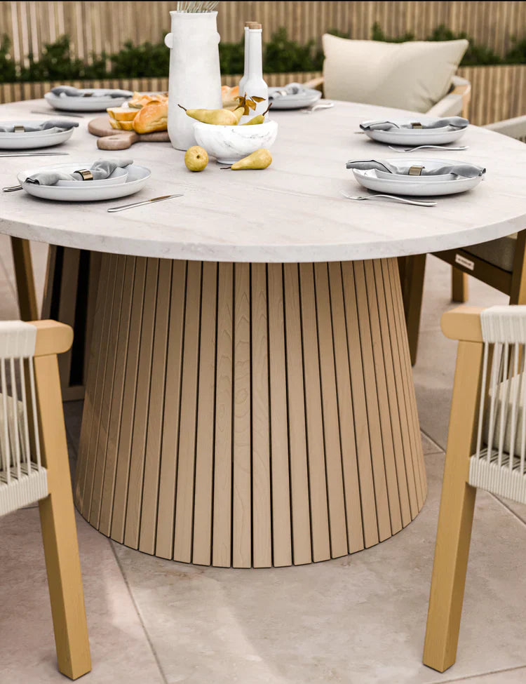 Royal Craft - Saturn 6 Seater Ellipse D Conical Dining Set with Roma Dining Chairs