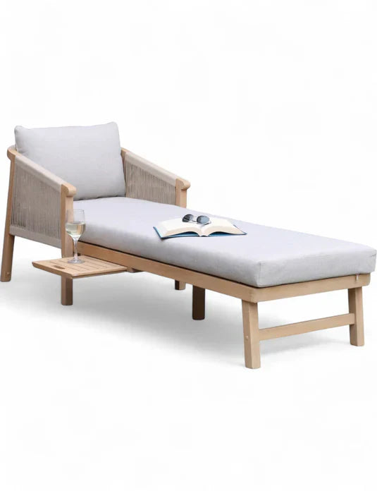 Royal Craft - Roma Rope Sun Lounger with Pull-out Side Table