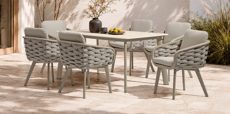 Monroe Outdoor 6 Seater Grey Dining Set | Monr0598_0599