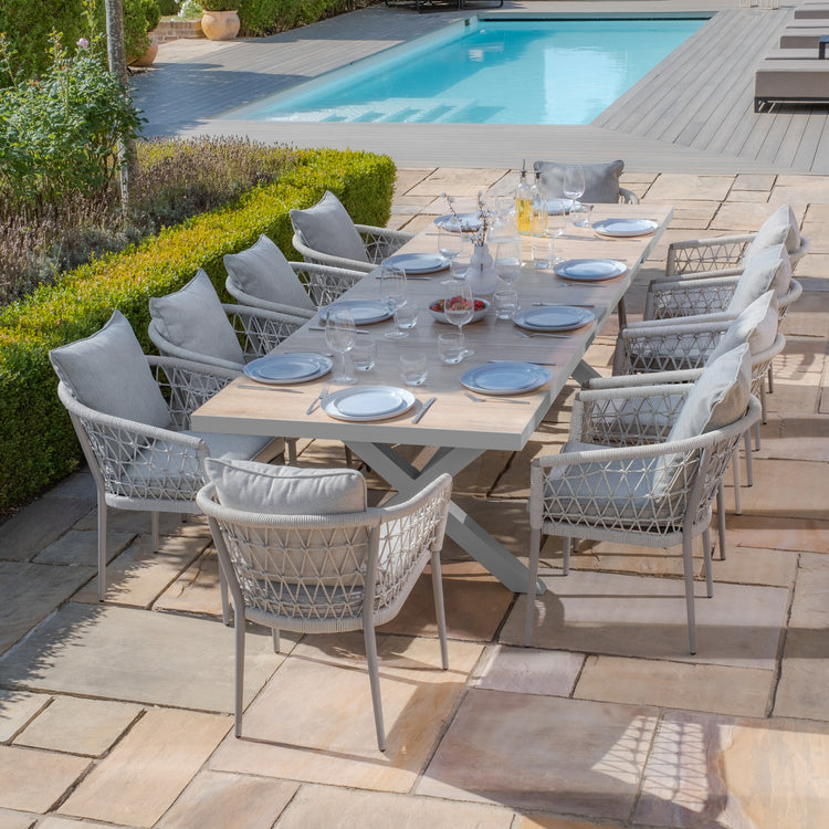 Vienna 6 - 10 Seat Extending Rectangular Dining Table with Dawn Grey Aluminium Frame