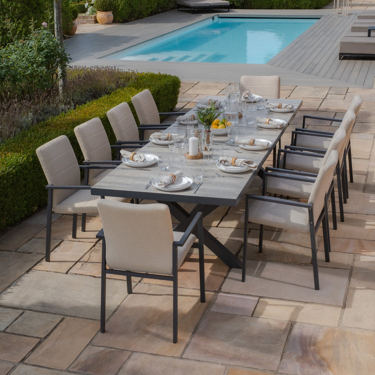 Vienna 6 - 10 Seat Extending Rectangular Dining Table with Charcoal Aluminium Frame
