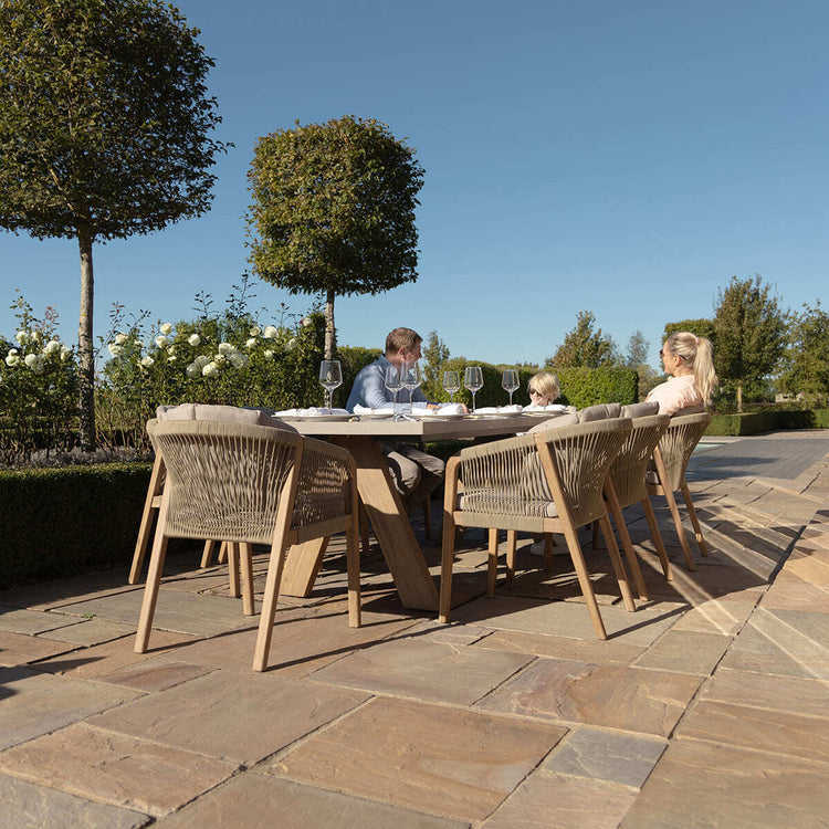 Homeflair - Martinique Rope Weave 6 Seat Round Dining Set