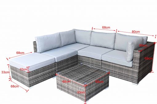 Heritage Rattan Grey Modular Corner Sofa Set | Heri132GS