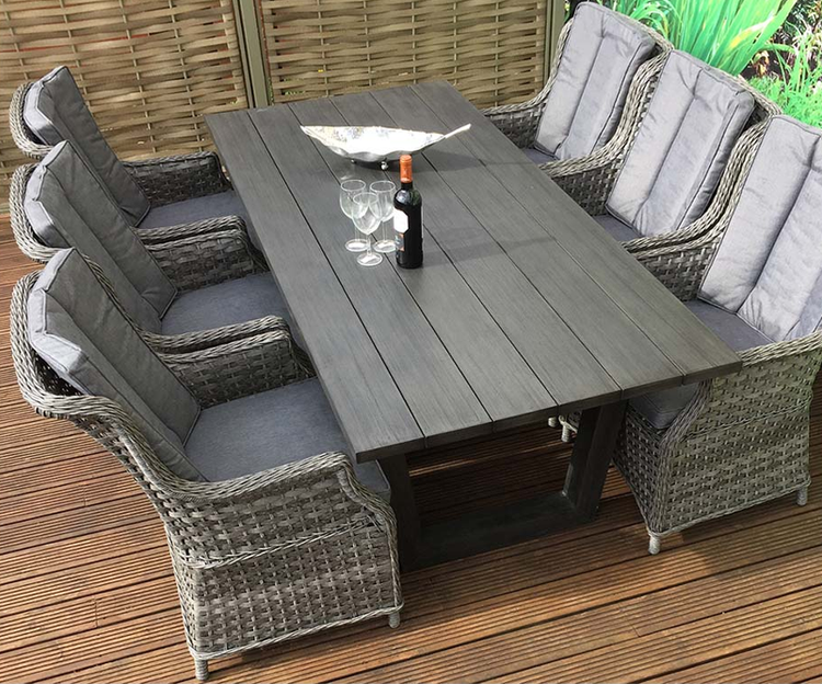Victoria Grey Aluminium Plank Dining Table 2 x 1m | Vict0110