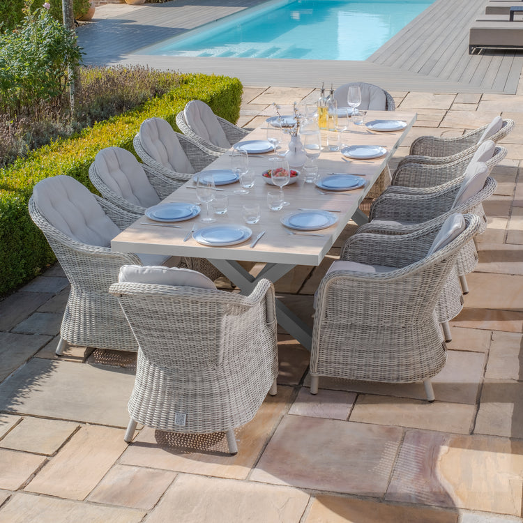 Vienna 6 - 10 Seat Extending Rectangular Dining Table with Dawn Grey Aluminium Frame