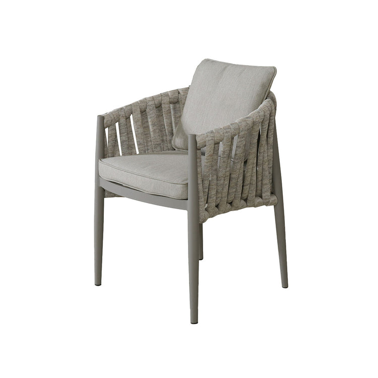 Milan Rope Weave Pair of Dining Chairs - Cool Linen