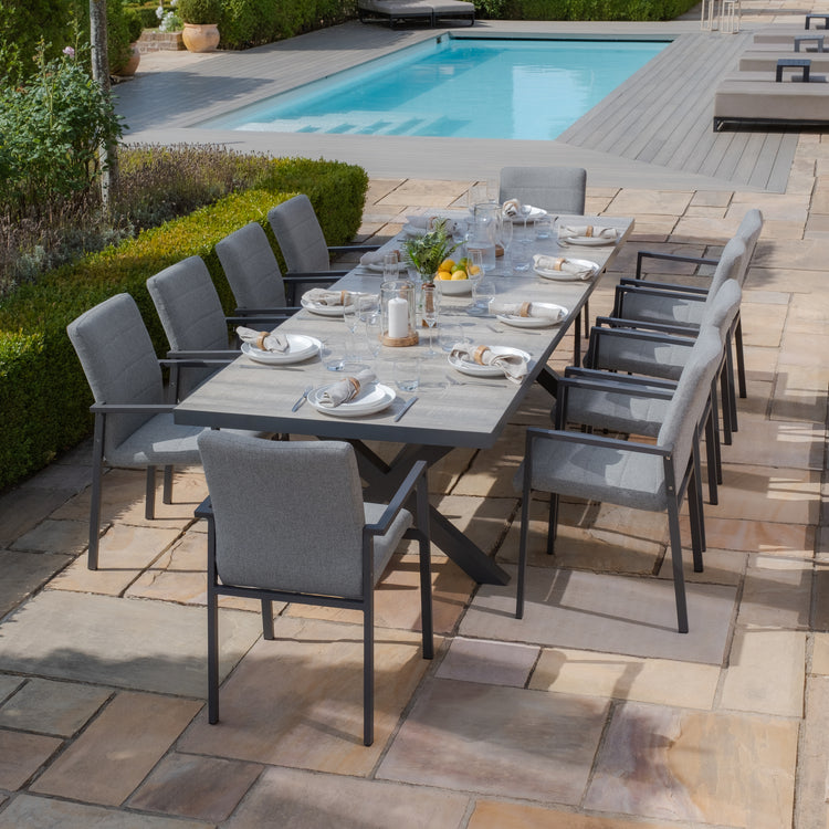 Vienna 6 - 10 Seat Extending Rectangular Dining Table with Charcoal Aluminium Frame