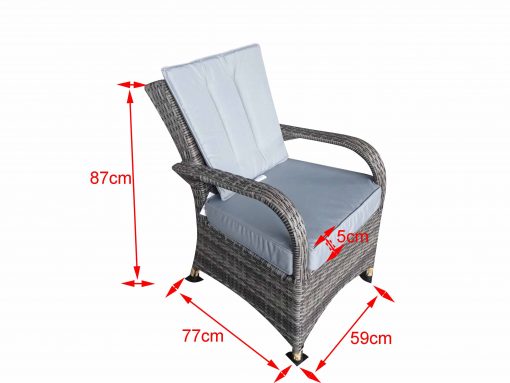 Rattan Grey Dining Round Table + 6 Chairs Set